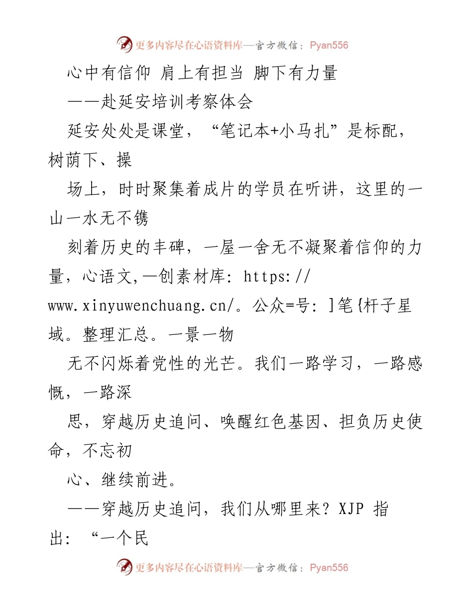 [发言] 培训考察 - 延安精神的传承与践行.docx_第1页