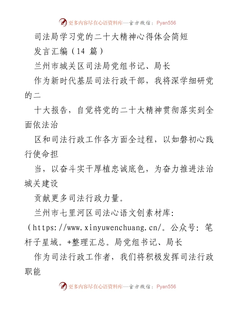 [发言] 司法局学习党的二十大精神 - 深入贯彻党的二十大精神，推动法治建设新篇章.docx_第1页