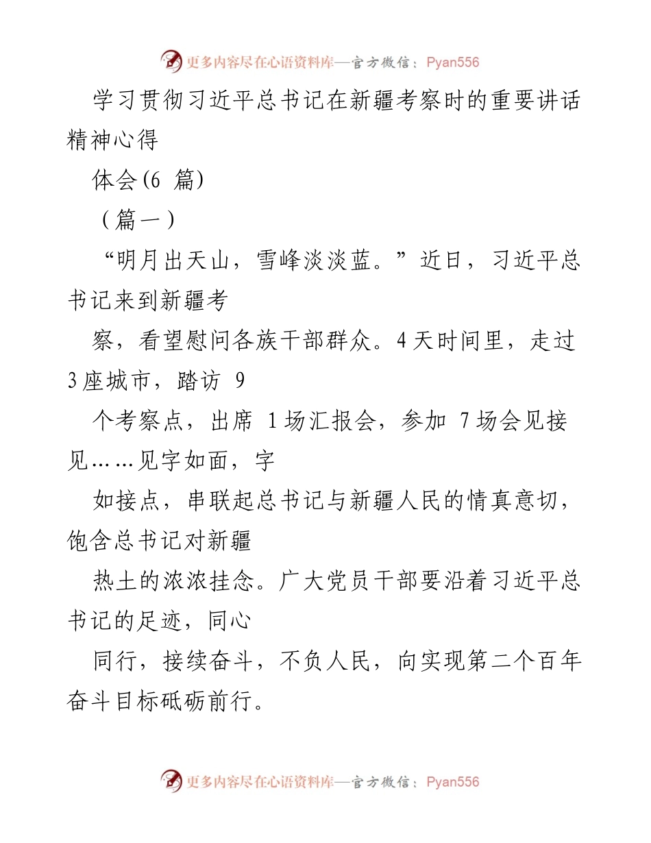 [发言] 学习贯彻习近平总书记在新疆考察时的重要讲话精神 - _牢记使命，践行忠诚：学习习近平总书记在新疆考察的重要讲话精神_.docx_第1页