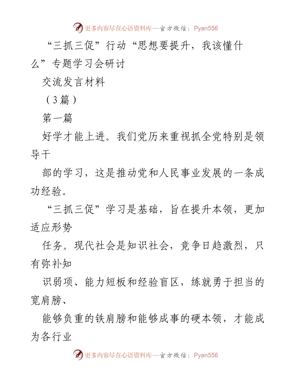 [发言] 学习研讨会 - 提升思想与能力：驻村干部的责任与使命.docx_第1页