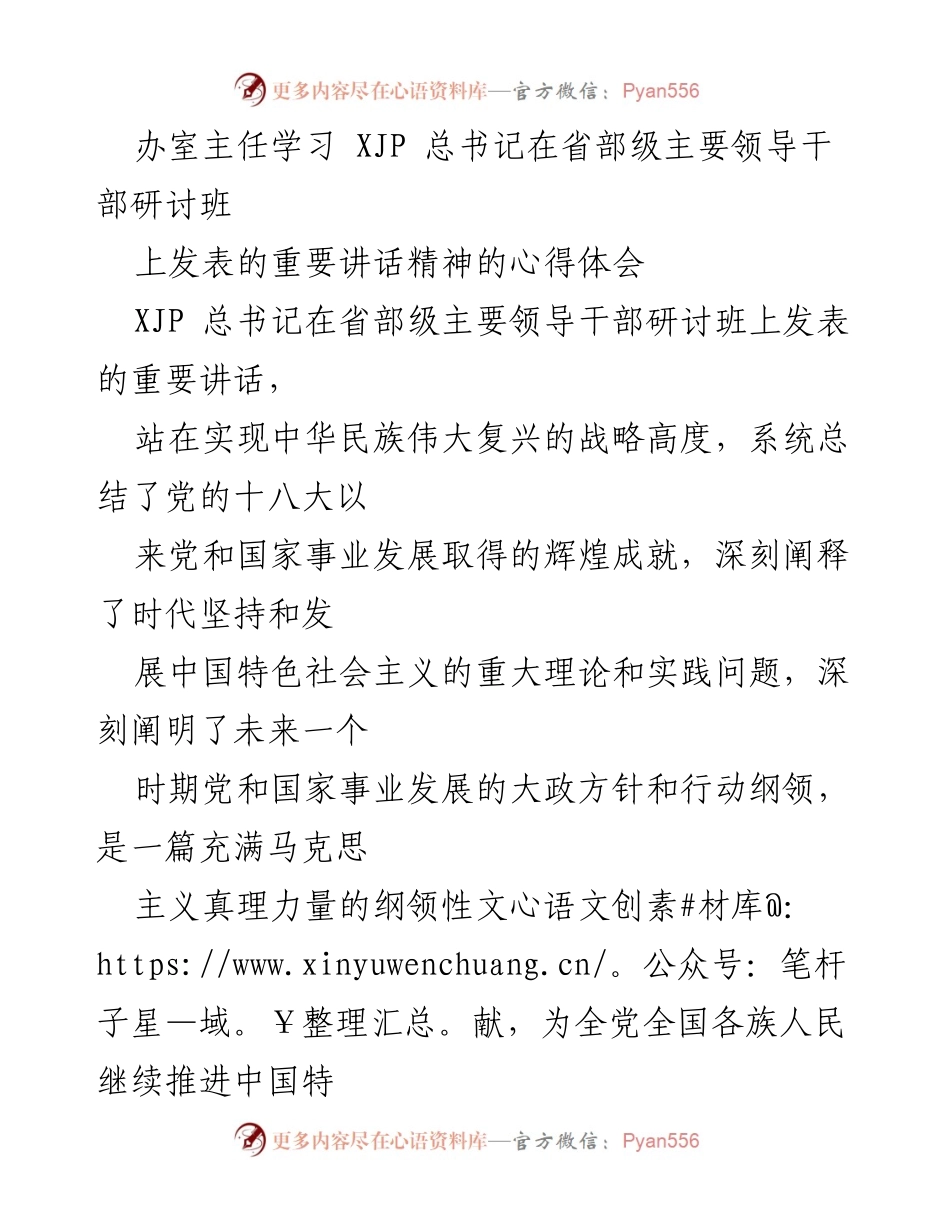 [发言] 学习研讨会 - 深入学习XJP总书记重要讲话精神的心得体会.docx_第1页