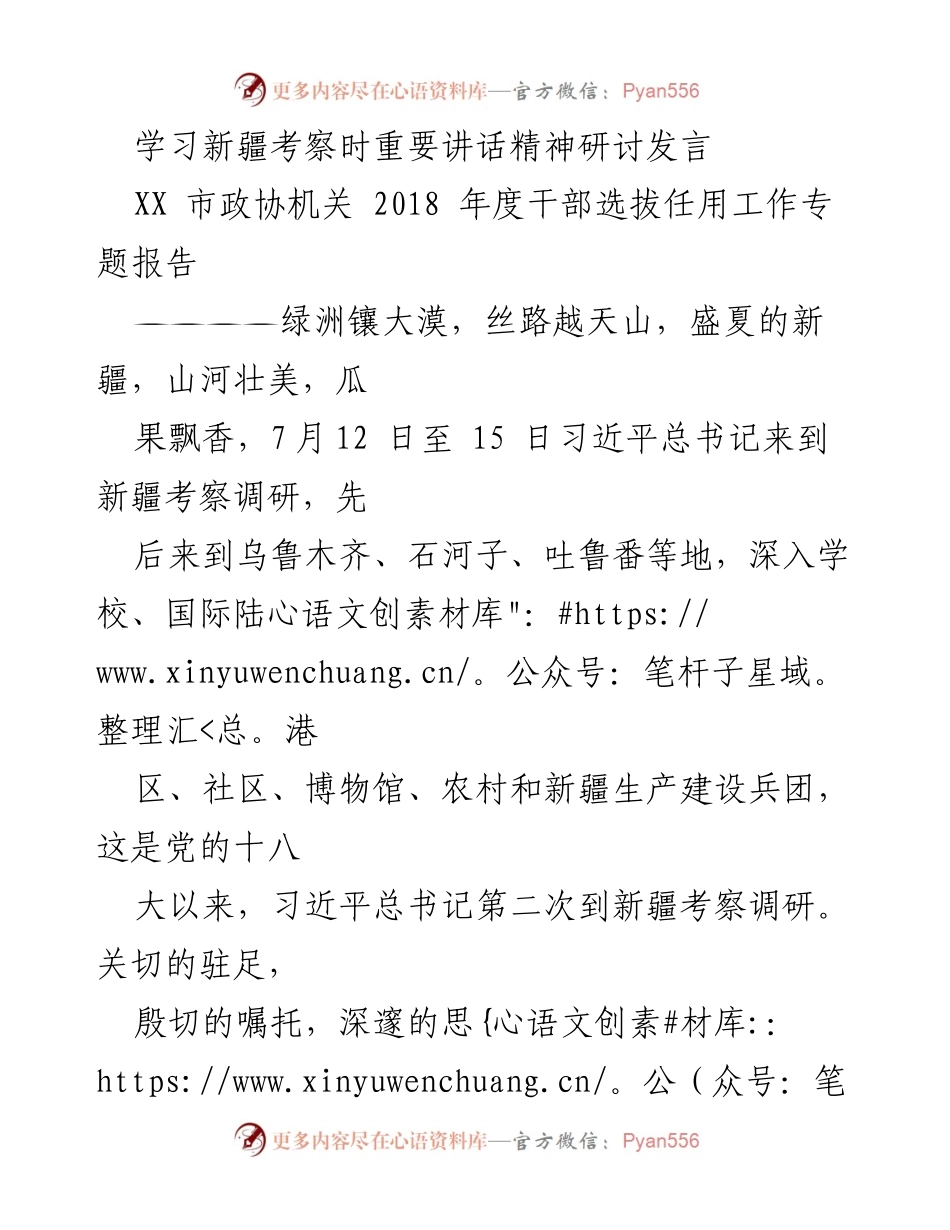 [发言] 学习研讨 - 新疆考察讲话精神的深刻解读与实践启示.docx_第1页