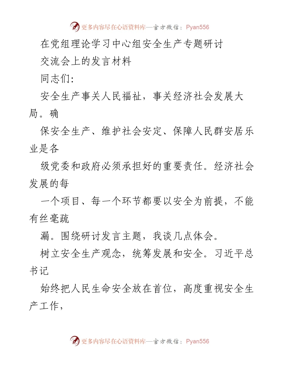 [发言] 安全生产专题研讨会 - 树立安全理念，守护人民生命安全.docx_第1页