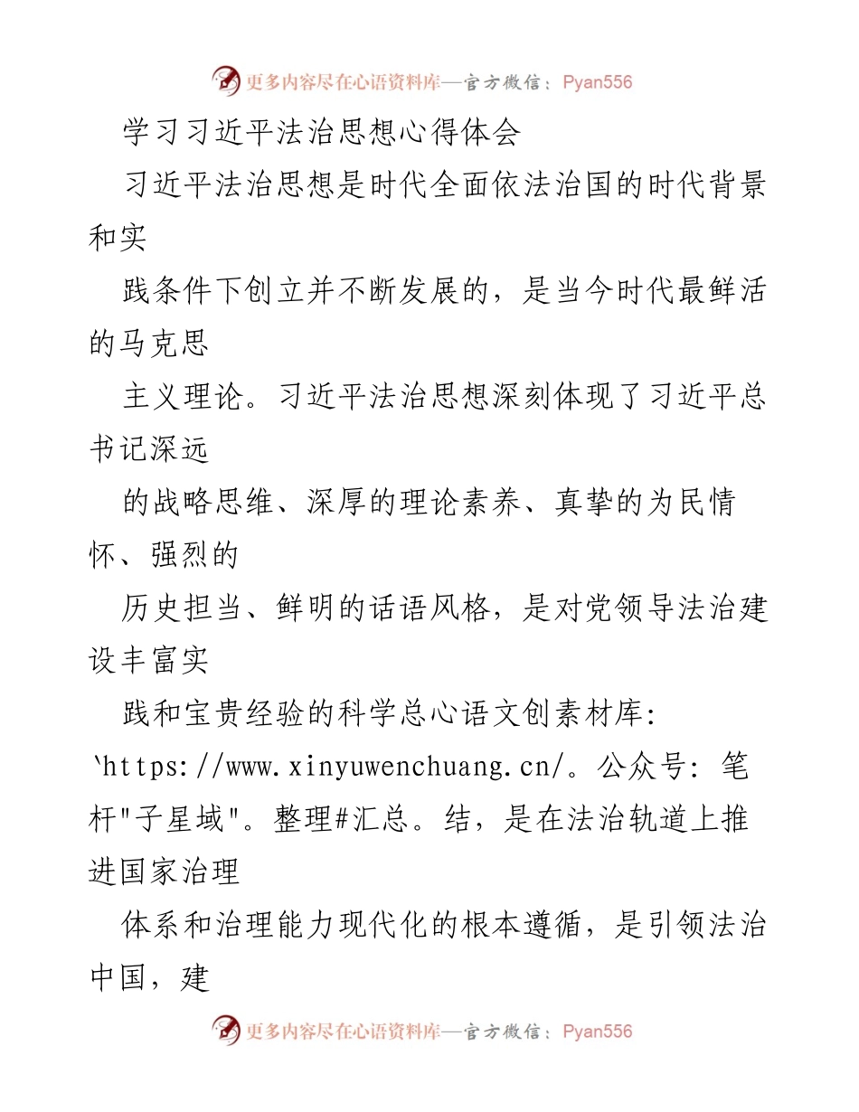 [发言] 学习研讨会 - 深入学习习近平法治思想，推动高质量发展.docx_第1页