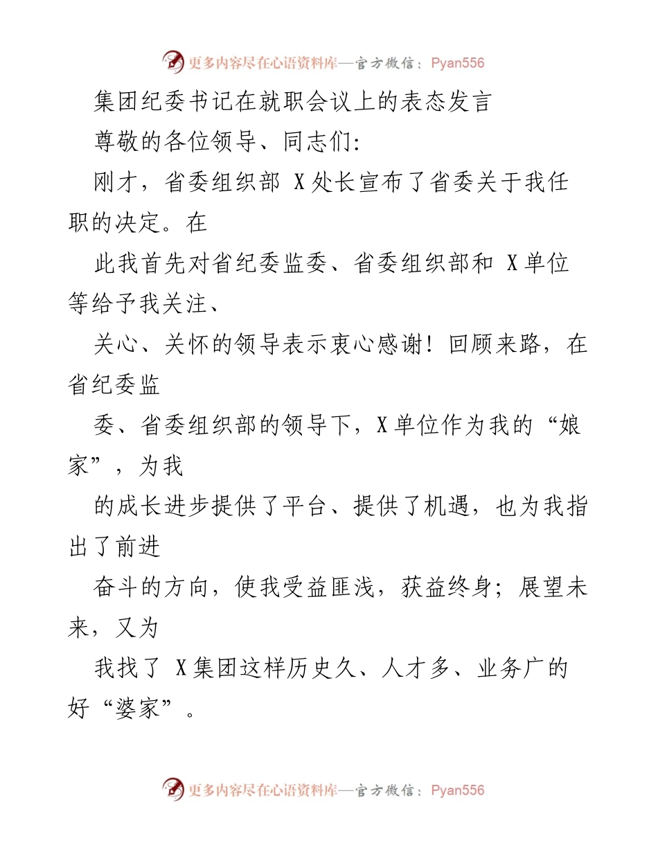 [发言] 就职会议 - 新任纪委书记的表态发言与工作承诺.docx_第1页