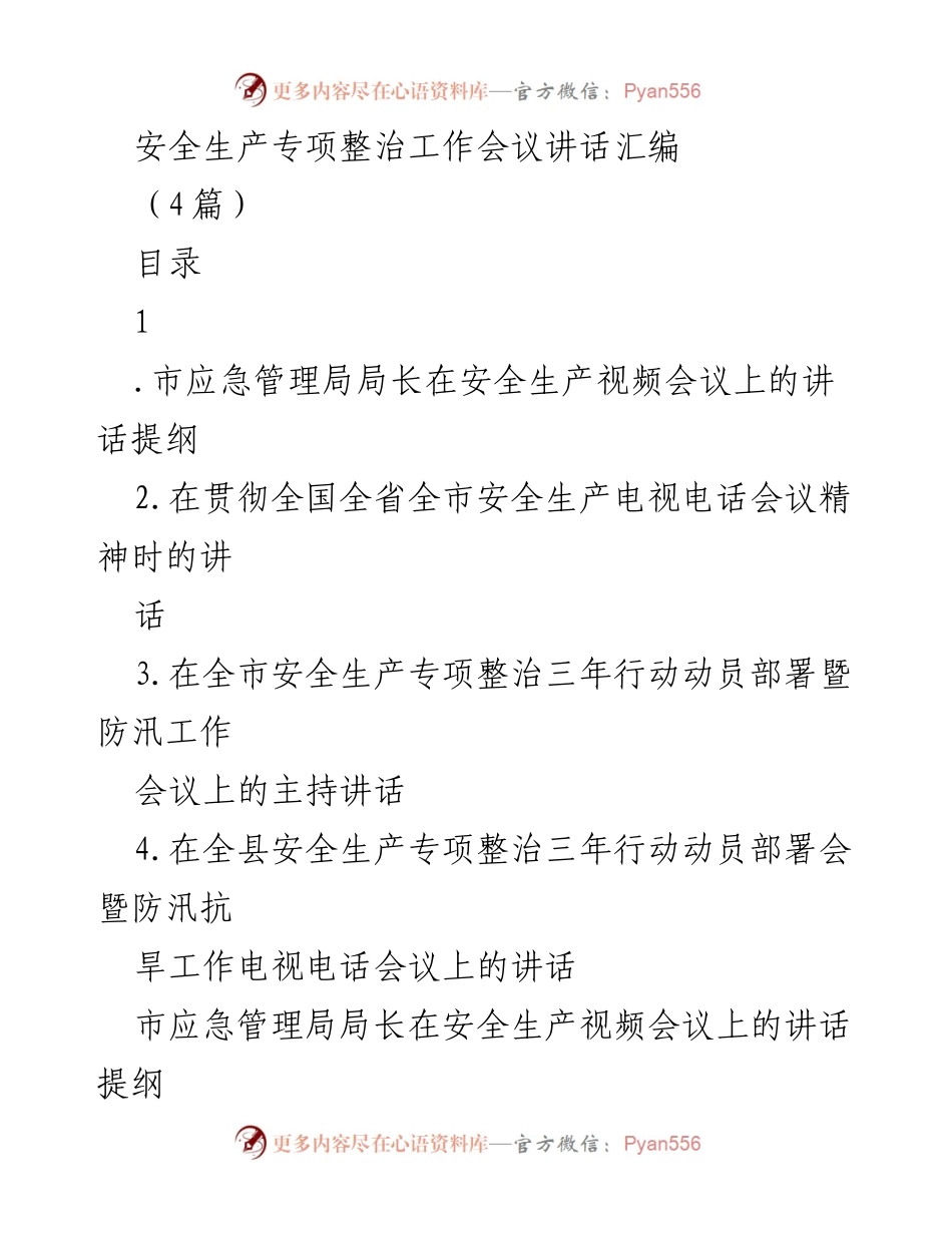 [发言] 安全生产专项整治工作会议 - 安全生产责任与隐患排查的紧迫性.docx_第1页
