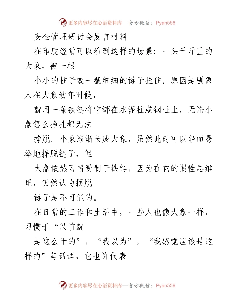 [发言] 安全管理研讨会 - 跨越惯性思维：安全管理的新挑战与应对.docx_第1页