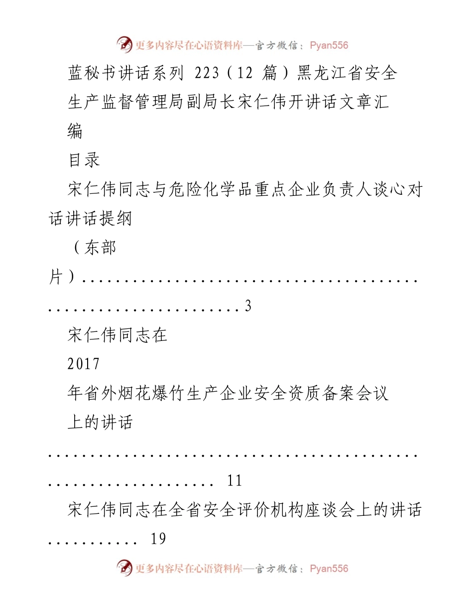 [发言] 安全生产监管会议 - 宋仁伟副局长关于危险化学品与烟花爆竹安全监管的讲话汇编.docx_第1页