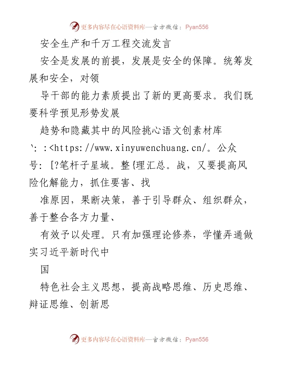 [发言] 安全生产与发展交流会 - 强化安全生产责任，保障发展与安全双重目标.docx_第1页