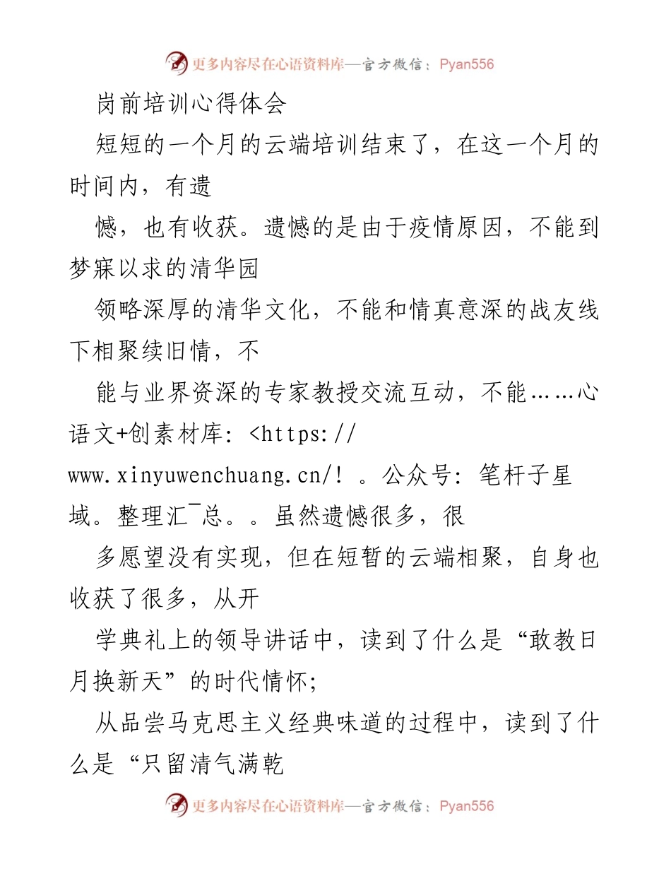 [发言] 岗前培训总结 - 从云端培训到新起点的成长与担当.docx_第1页