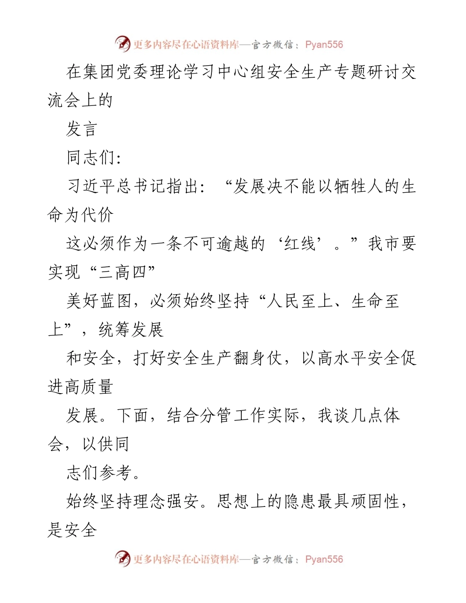 [发言] 安全生产专题研讨交流会 - 强化安全生产理念与责任担当.docx_第1页