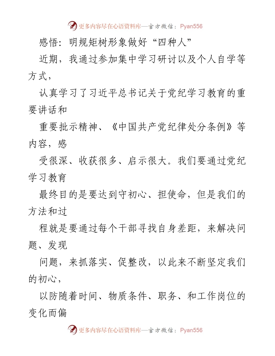 [发言] 学习研讨 - 明规矩树形象，做新时代合格的纪检监察干部.docx_第1页