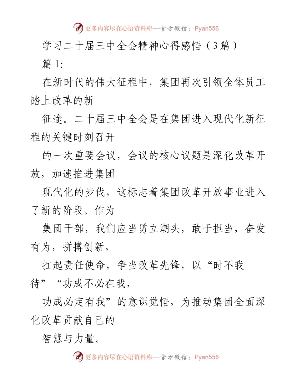 [发言] 学习二十届三中全会精神 - 深化改革开放，勇立潮头.docx_第1页