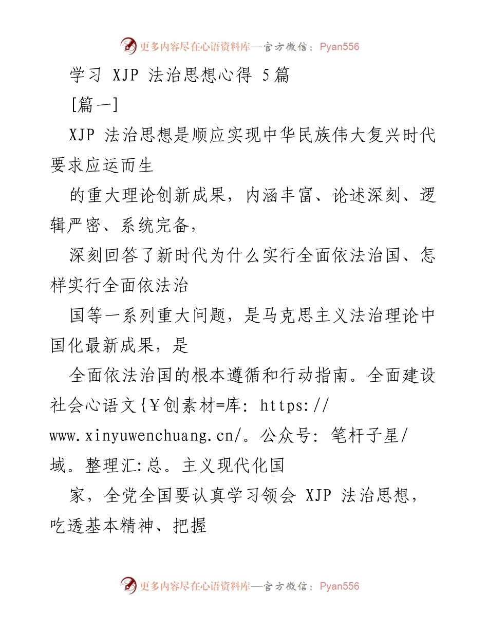[发言] 学习交流会 - 深入理解和落实 XJP 法治思想的核心要义.docx_第1页