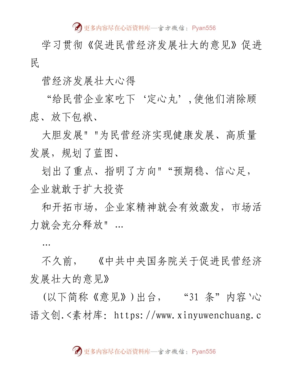 [发言] 学习贯彻《促进民营经济发展壮大的意见》会议 - 民营经济发展信心的重塑与高质量发展的路径.docx_第1页