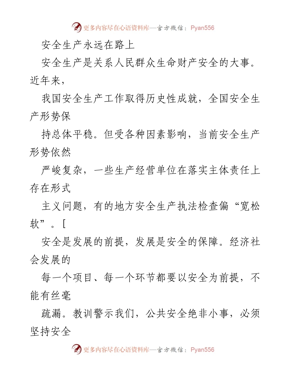 [发言] 安全生产会议 - 安全生产责任与防范措施的重要性.docx_第1页