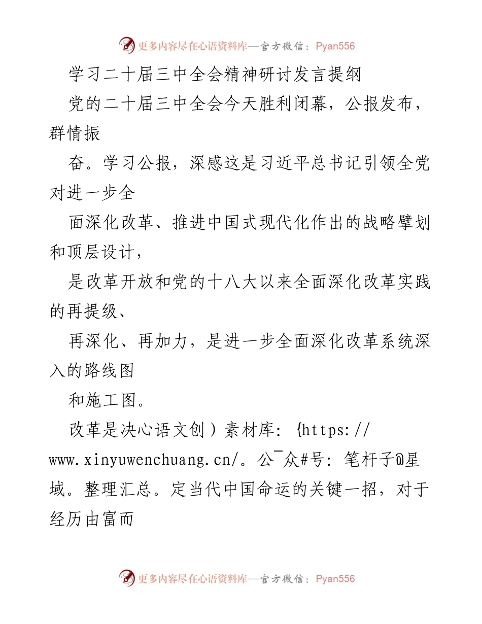[发言] 学习二十届三中全会精神研讨会 - 深化改革：推动中国式现代化的战略路径.docx_第1页