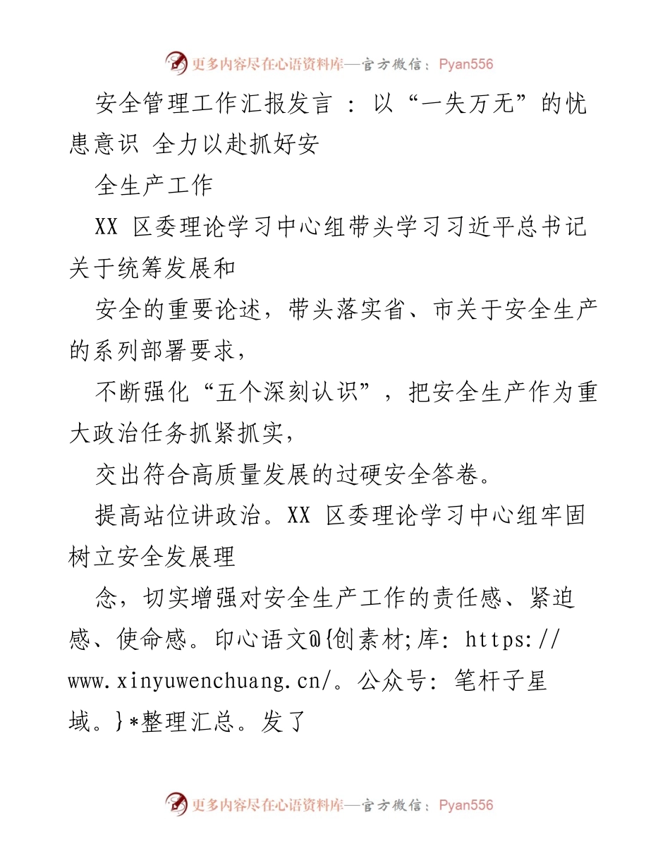 [发言] 安全生产工作会议 - 全力以赴抓好安全生产工作，确保高质量发展.docx_第1页