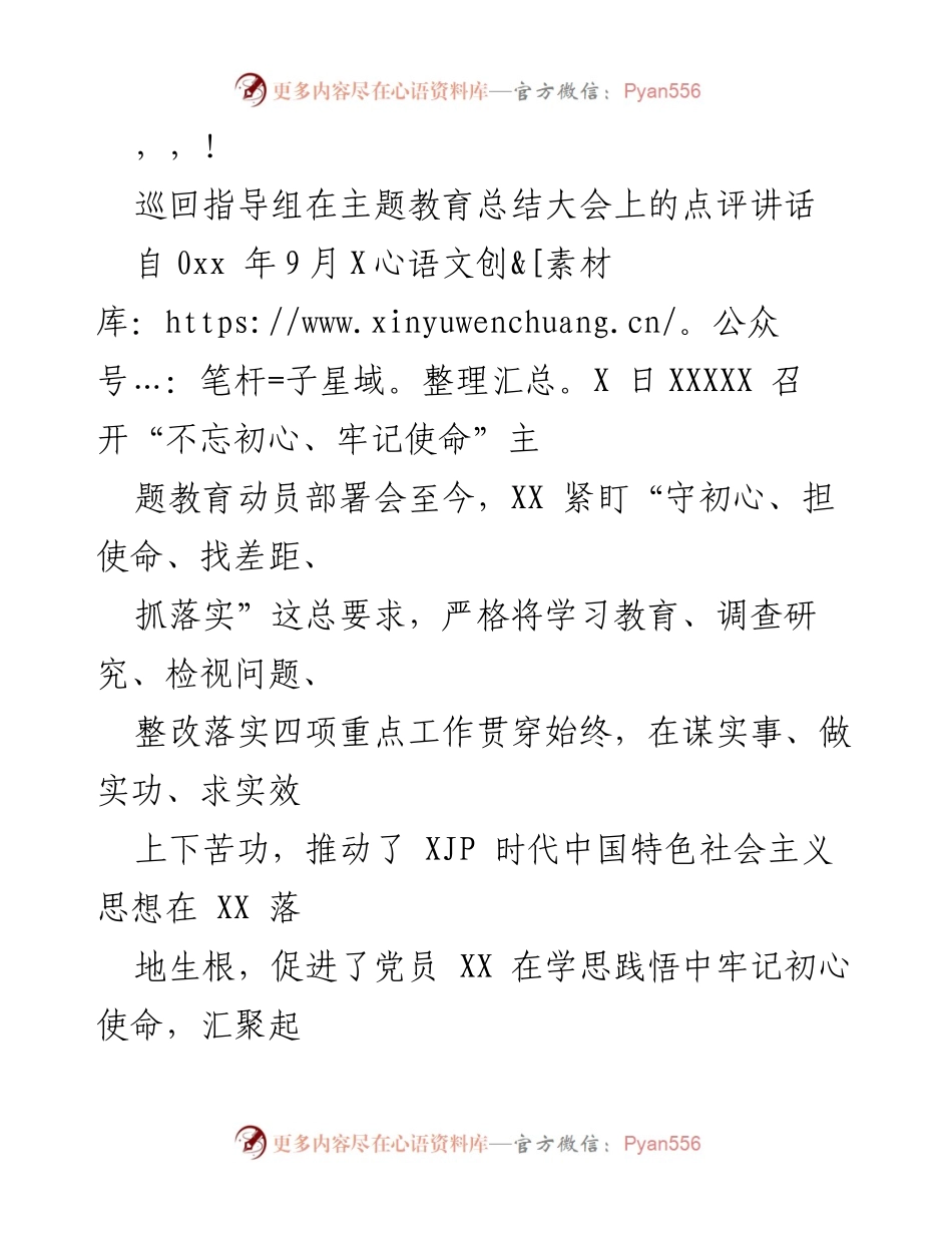 [发言] 巡回指导组在主题教育总结大会上的点评与建议.docx_第1页