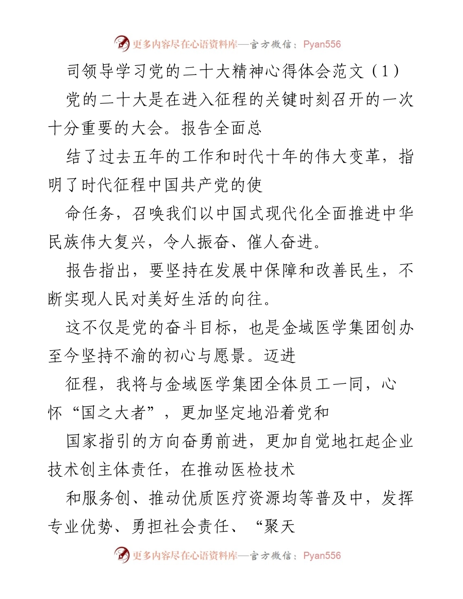 [发言] 学习党的二十大精神 - 以党的二十大精神引领企业高质量发展.docx_第1页