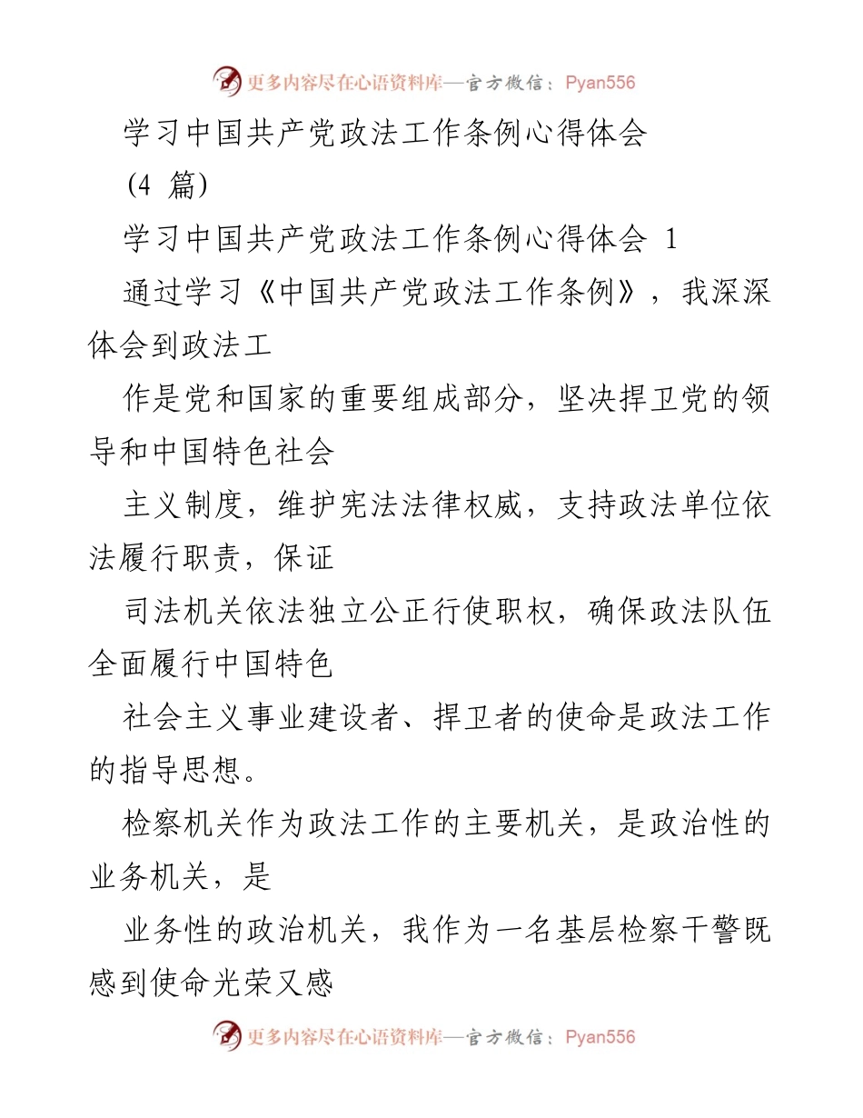 [发言] 学习分享 - 深入理解《中国共产党政法工作条例》的重要性与实施路径.docx_第1页