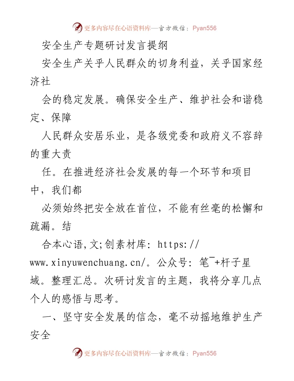 [发言] 安全生产专题研讨 - 确保安全生产，维护人民生命与经济发展的双重责任.docx_第1页
