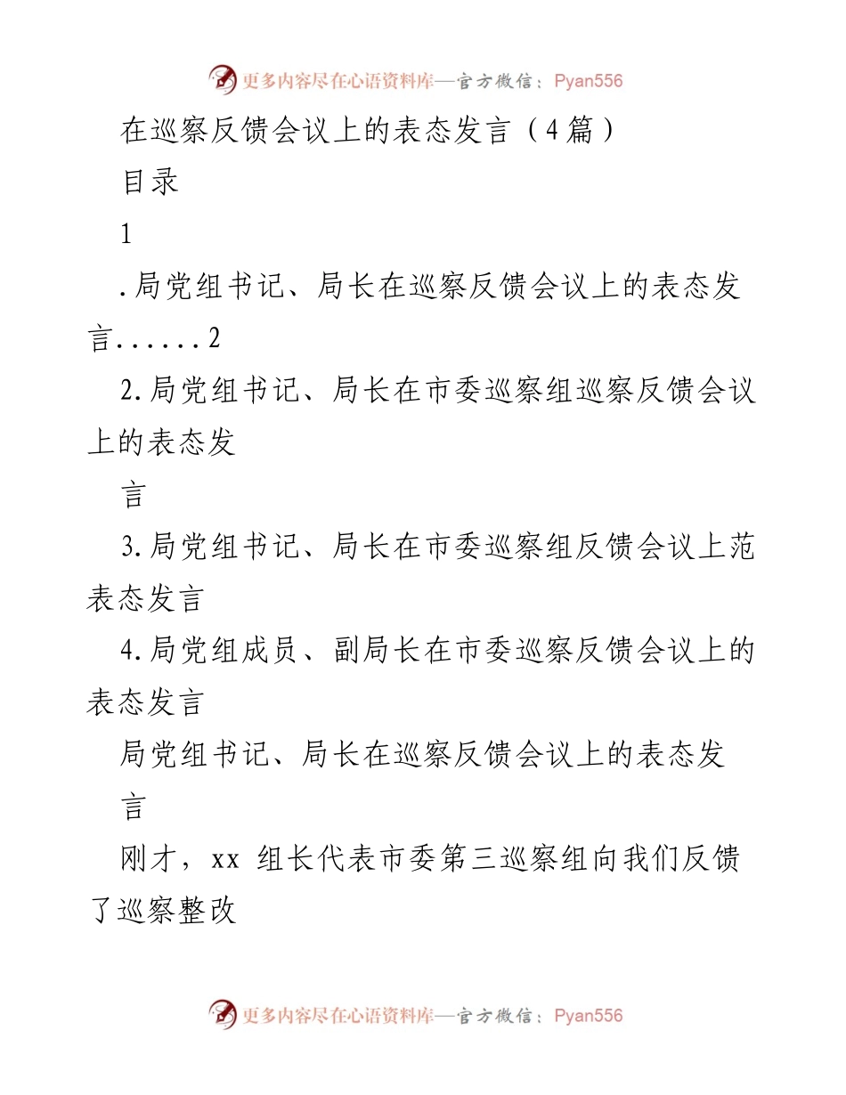 [发言] 巡察反馈会议 - 巡察整改表态发言_2.docx_第1页