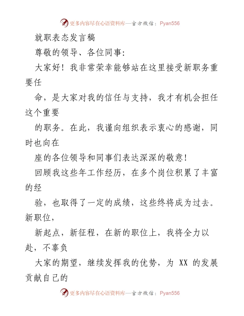 [发言] 就职仪式 - 新职务的承诺与展望.docx_第1页