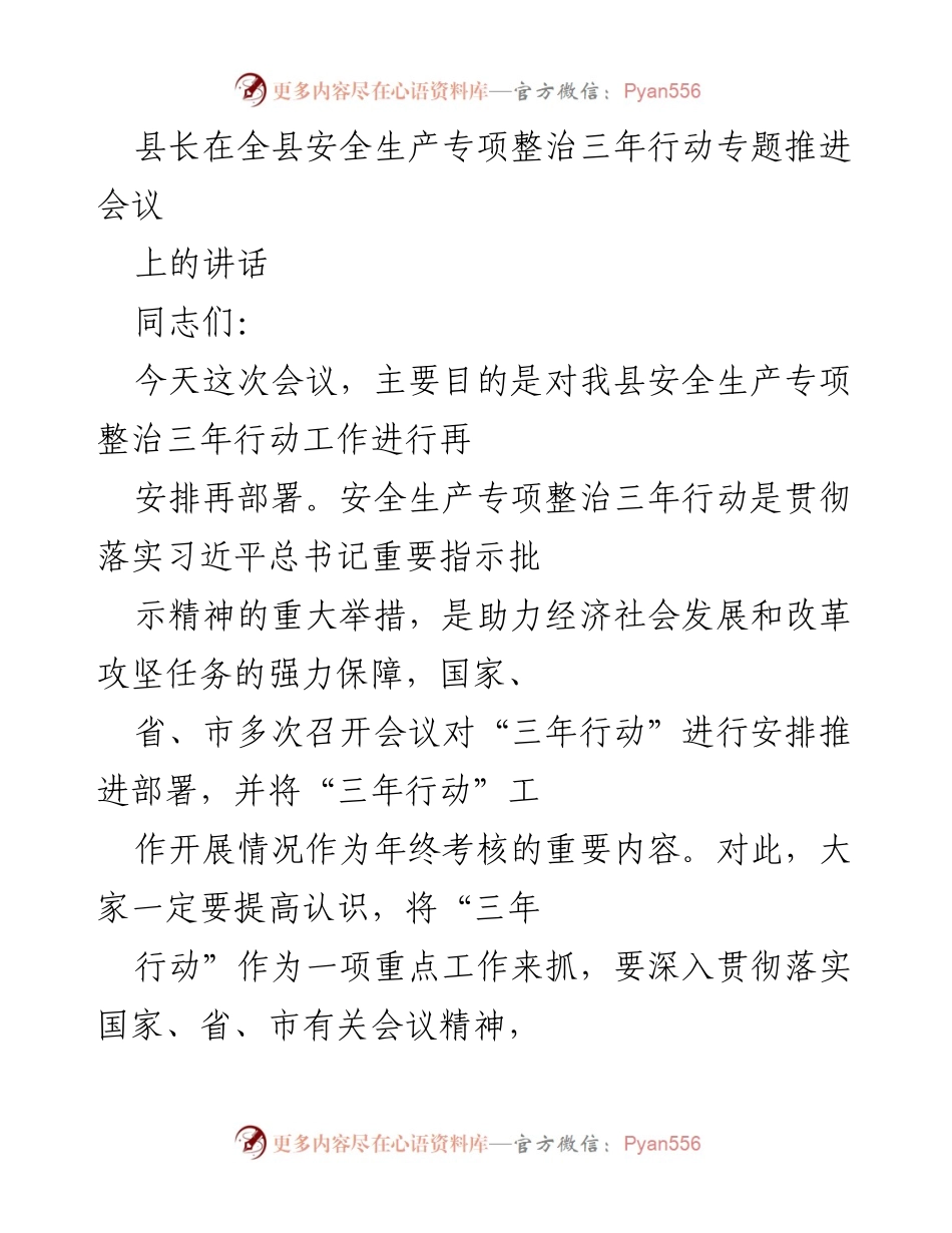 [发言] 安全生产专项整治会议 - 加强安全生产专项整治，确保生命安全与经济发展.docx_第1页