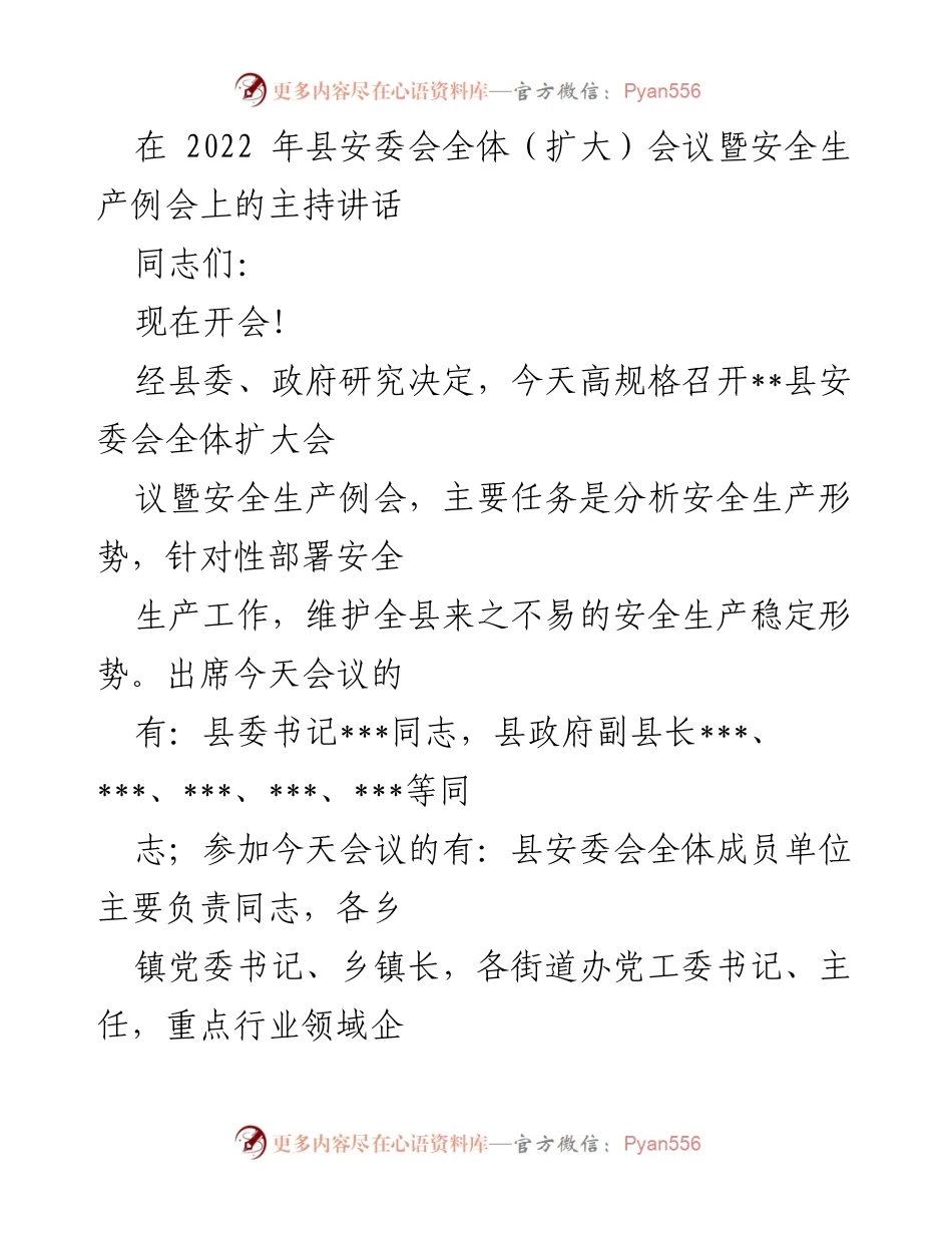 [发言] 安委会全体（扩大）会议 - 安全生产形势分析与工作部署讲话.docx_第1页