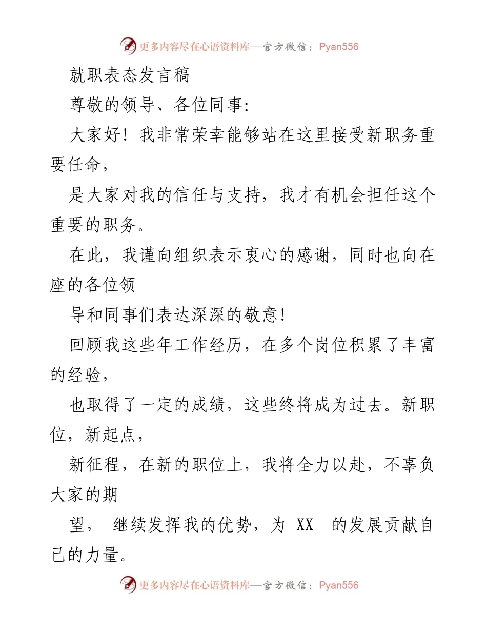 [发言] 就职典礼 - 新职务上的承诺与展望.docx_第1页