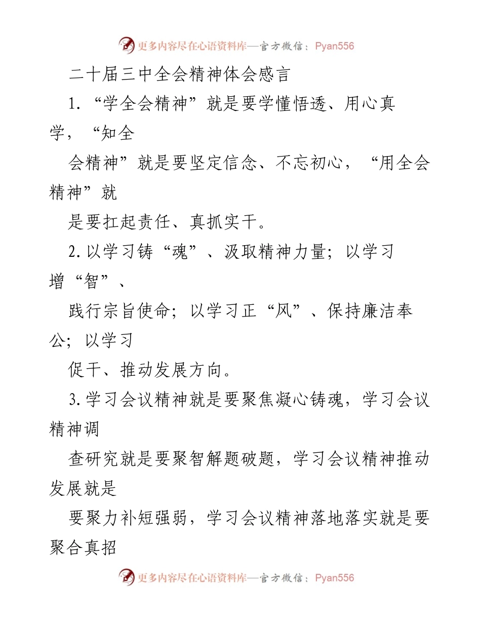 [发言] 学习贯彻二十届三中全会精神 - 深入领会与践行全会精神的体会与思考.docx_第1页