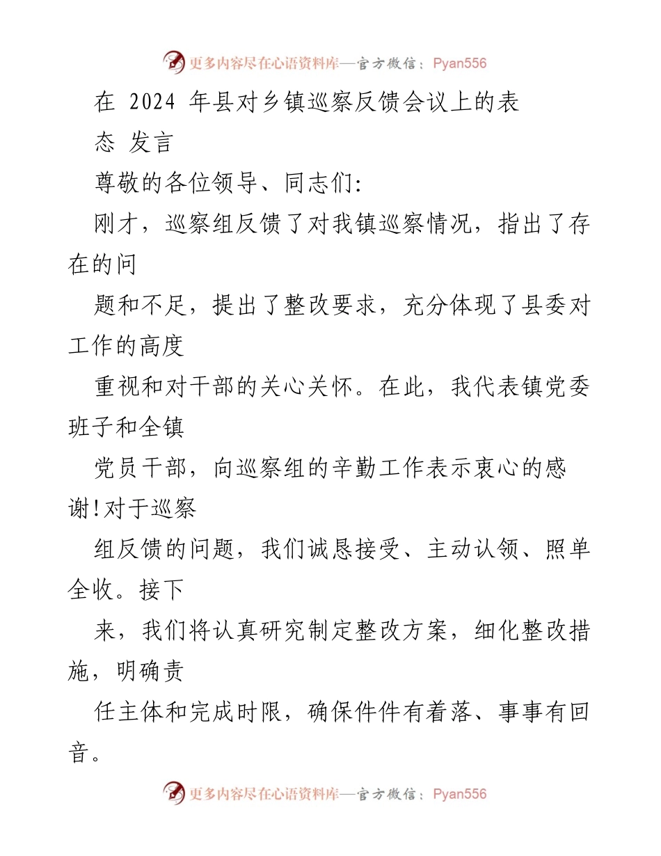 [发言] 巡察反馈会议 - 坚决整改，重塑党风廉政建设.docx_第1页