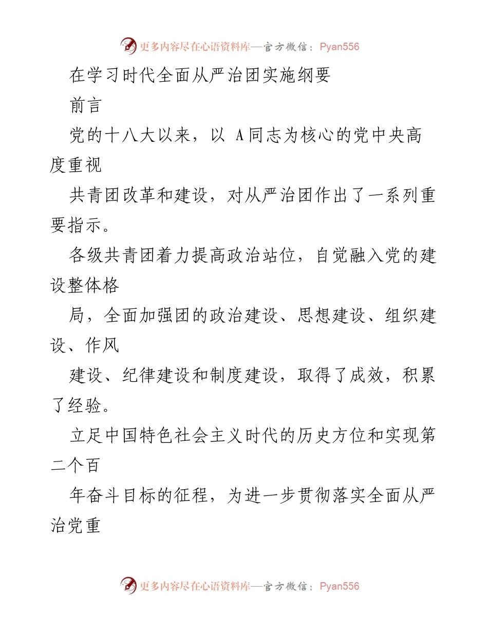 [发言] 学习会议 - 贯彻全面从严治团实施纲要的重要性与实践路径.docx_第1页