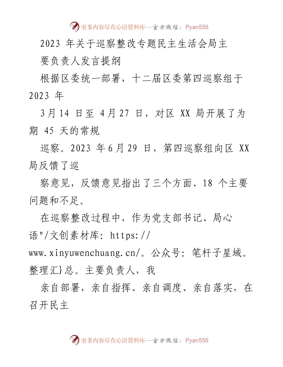 [发言] 巡察整改专题民主生活会 - 巡察整改中的问题与反思.docx_第1页