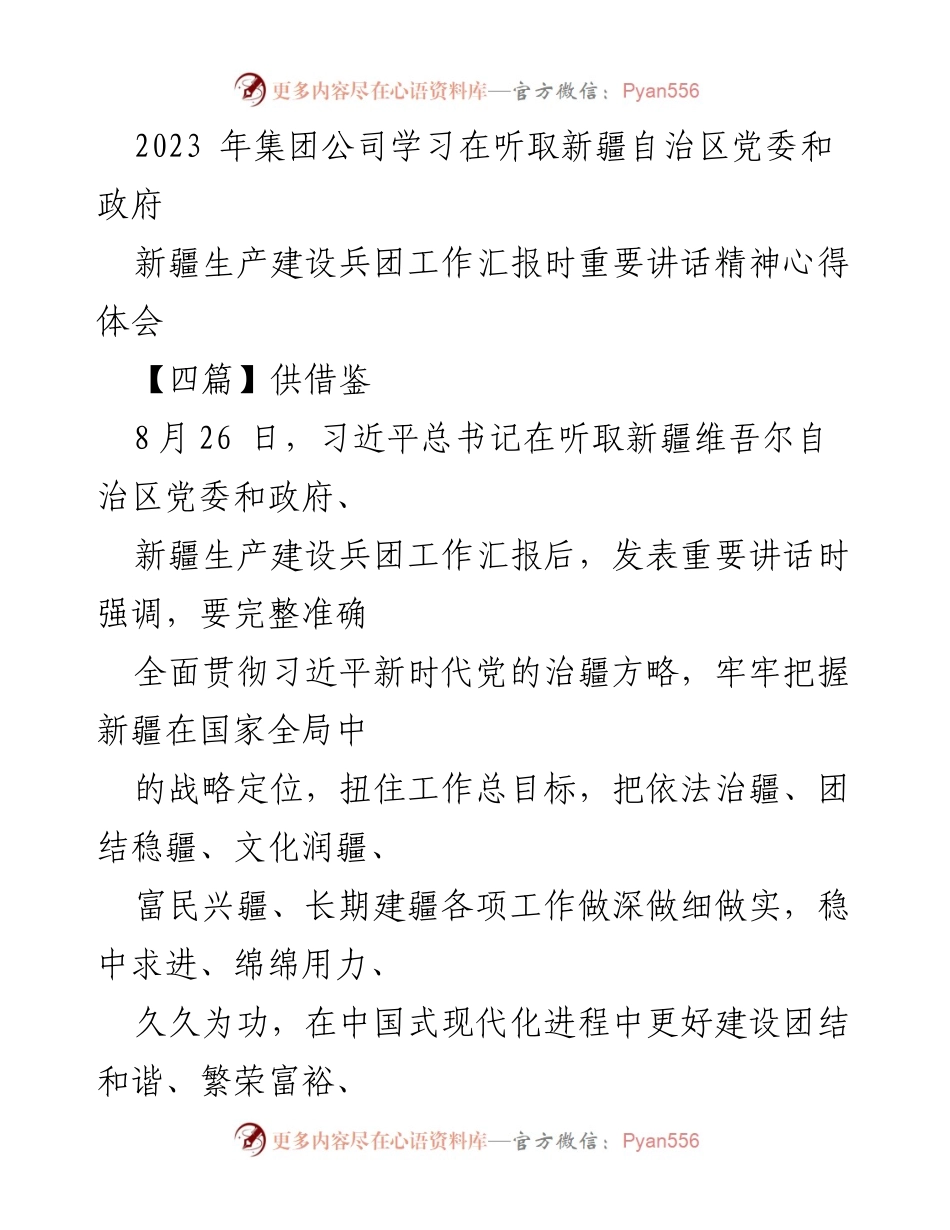[发言] 学习会议 - 深入学习习近平总书记重要讲话精神，推动新疆工作新发展.docx_第1页