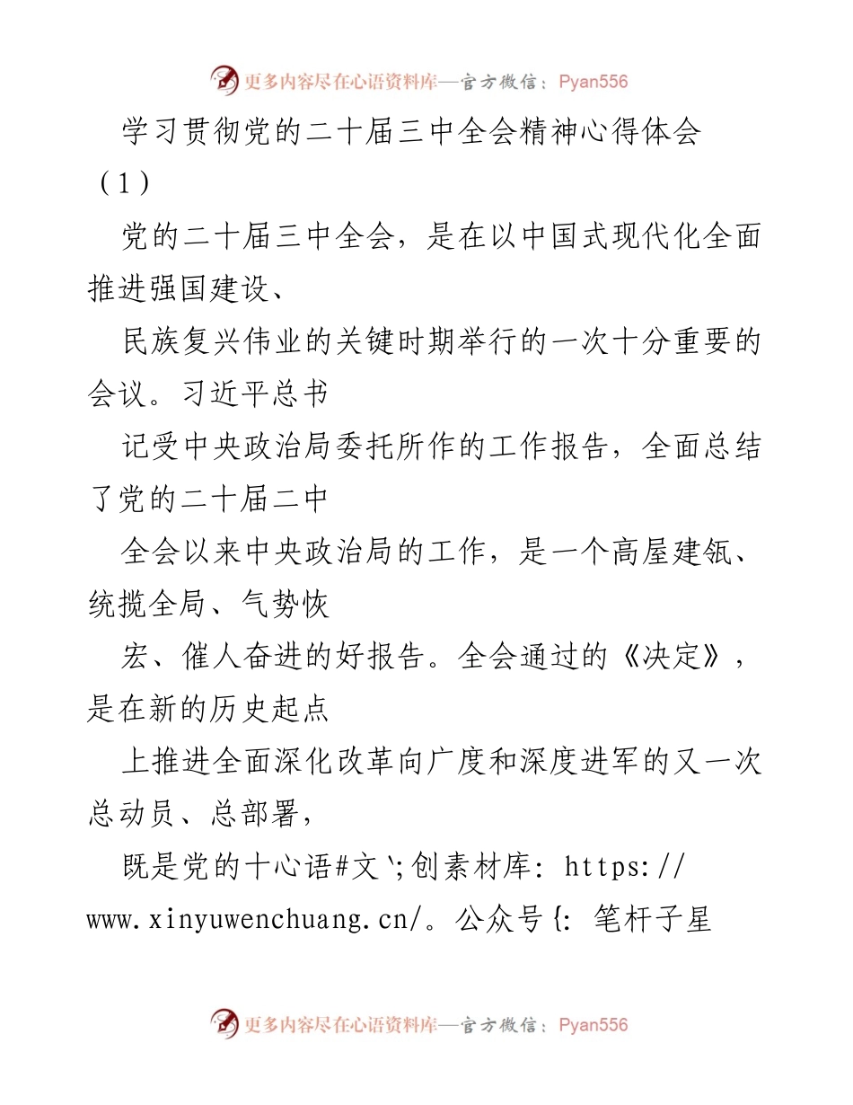 [发言] 学习贯彻会议精神 - 深入学习贯彻党的二十届三中全会精神的实践与思考_1.docx_第1页