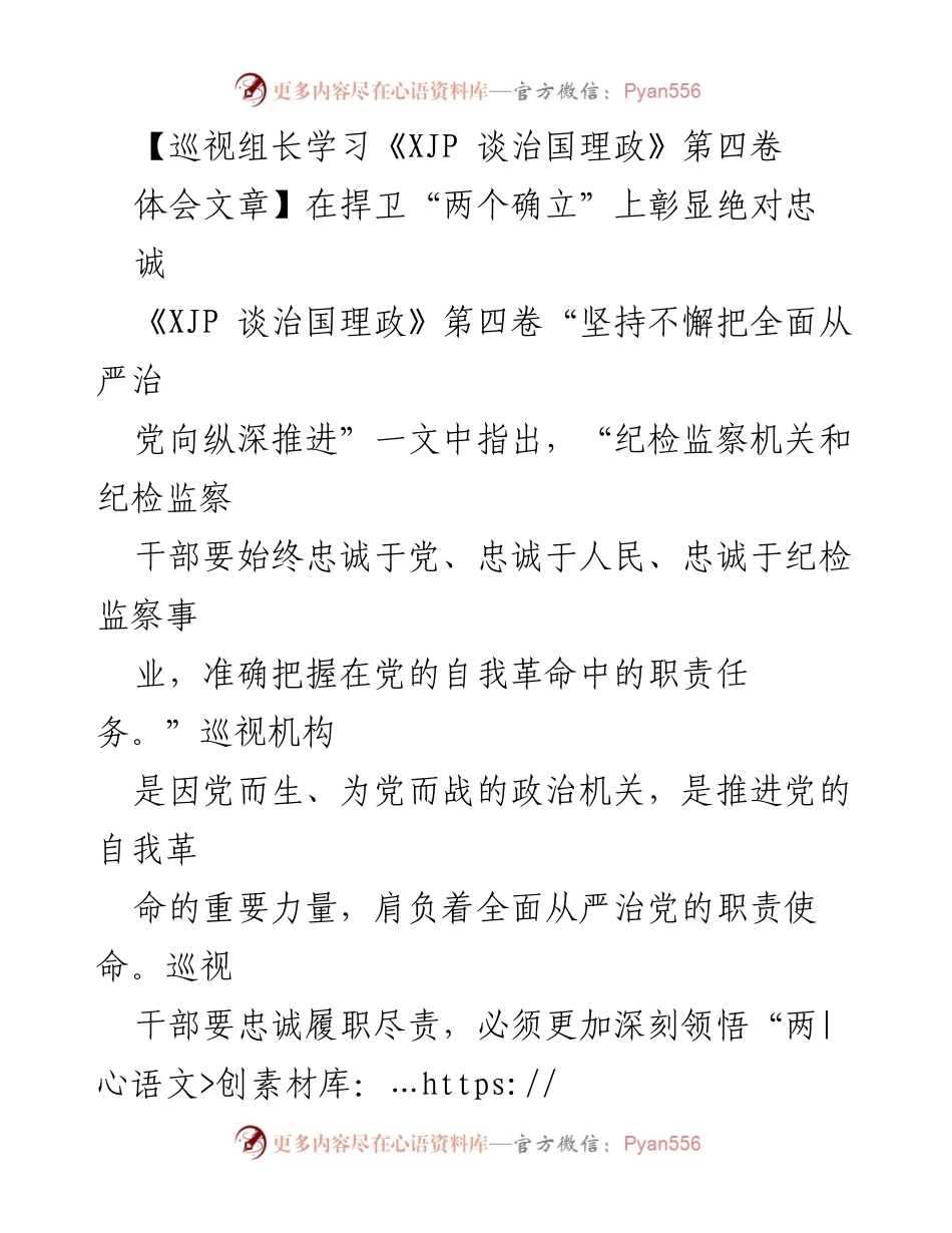[发言] 学习分享会 - 深刻理解政治巡视的重要性与实践.docx_第1页