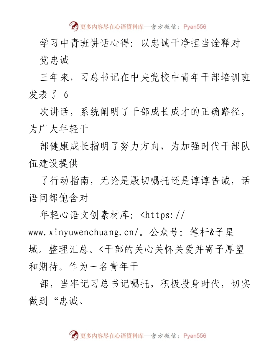 [发言] 学习交流 - 忠诚、干净、担当：青年干部的理想信念与使命担当.docx_第1页