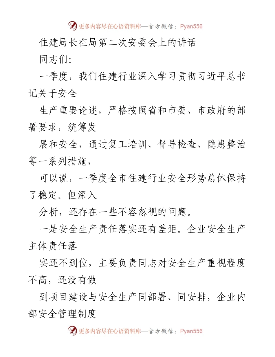 [发言] 安委会 - 安全生产责任与制度落实的重要性.docx_第1页