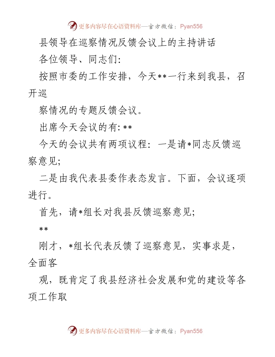 [发言] 巡察情况反馈会议 - 深入落实巡察整改，提升政治责任感.docx_第1页