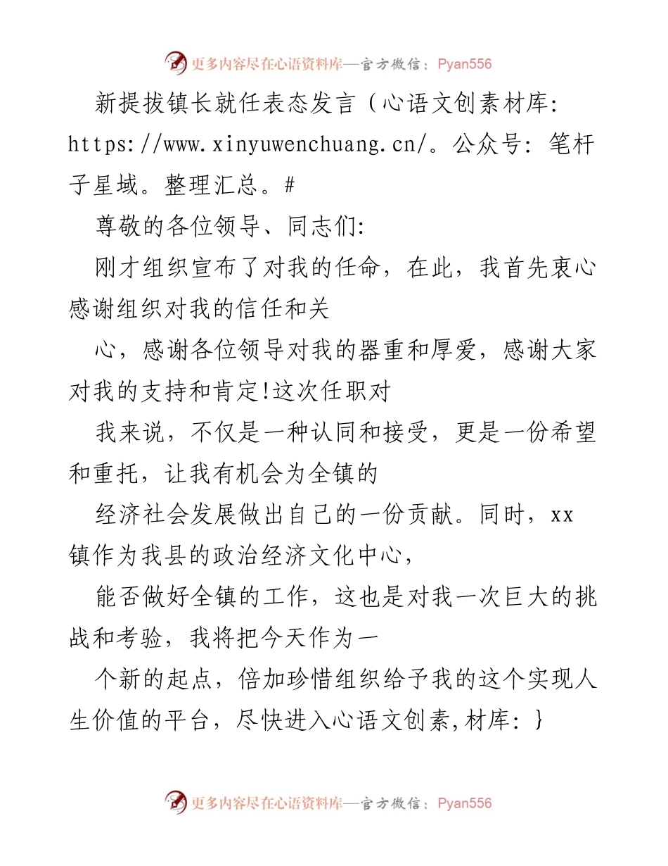 [发言] 就任仪式 - 新任镇长就职表态发言.docx_第1页