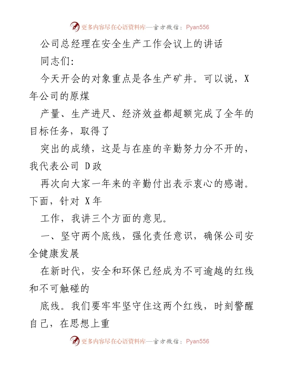 [发言] 安全生产工作会议 - 强化安全责任，确保健康发展.docx_第1页