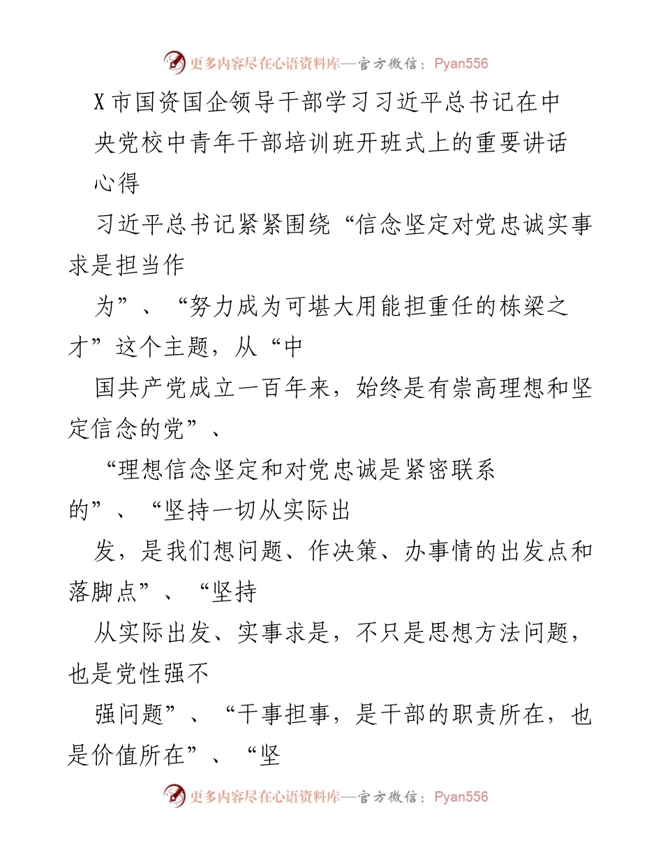 [发言] 学习培训班 - 深化理论学习，坚定理想信念：国资国企干部的心得体会.docx_第1页