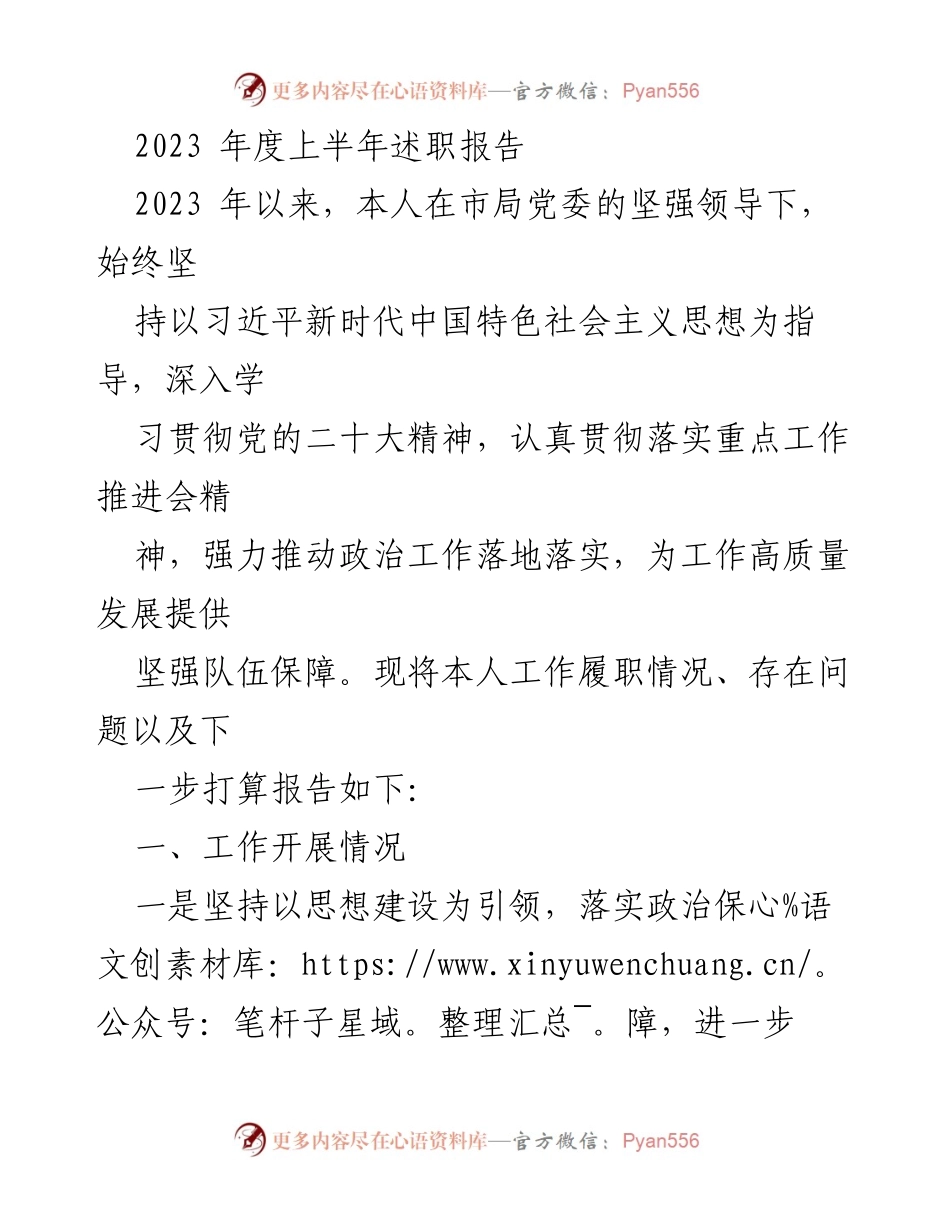 [发言] 年度述职会议 - 2023年上半年工作履职述职报告.docx_第1页