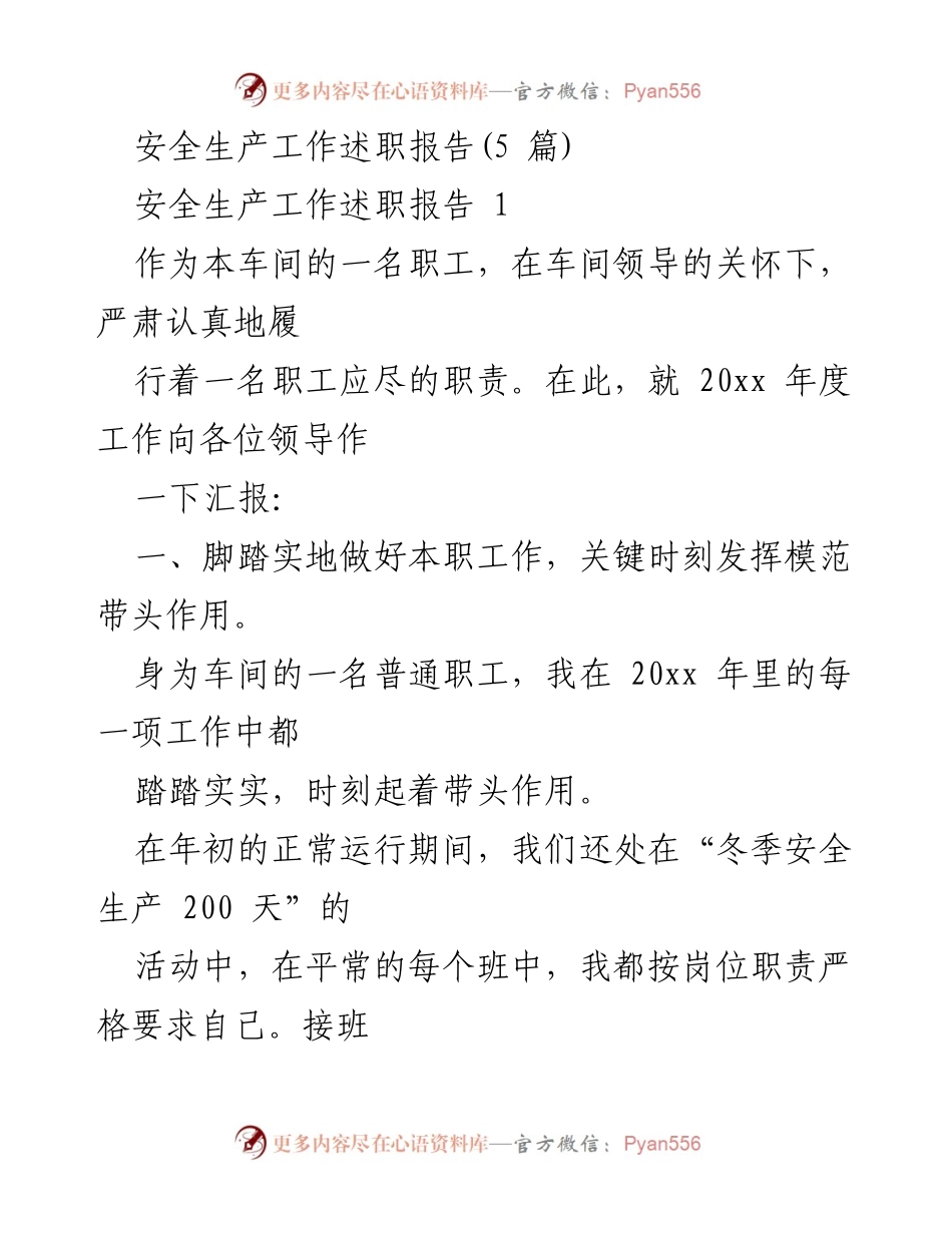 [发言] 年度工作总结 - 安全生产工作述职报告：履职尽责与模范带头作用.docx_第1页