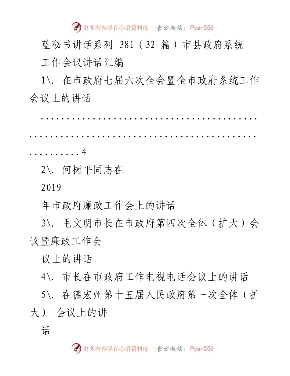 [发言] 市县政府系统工作会议 - 政府系统工作会议讲话汇编.docx_第1页