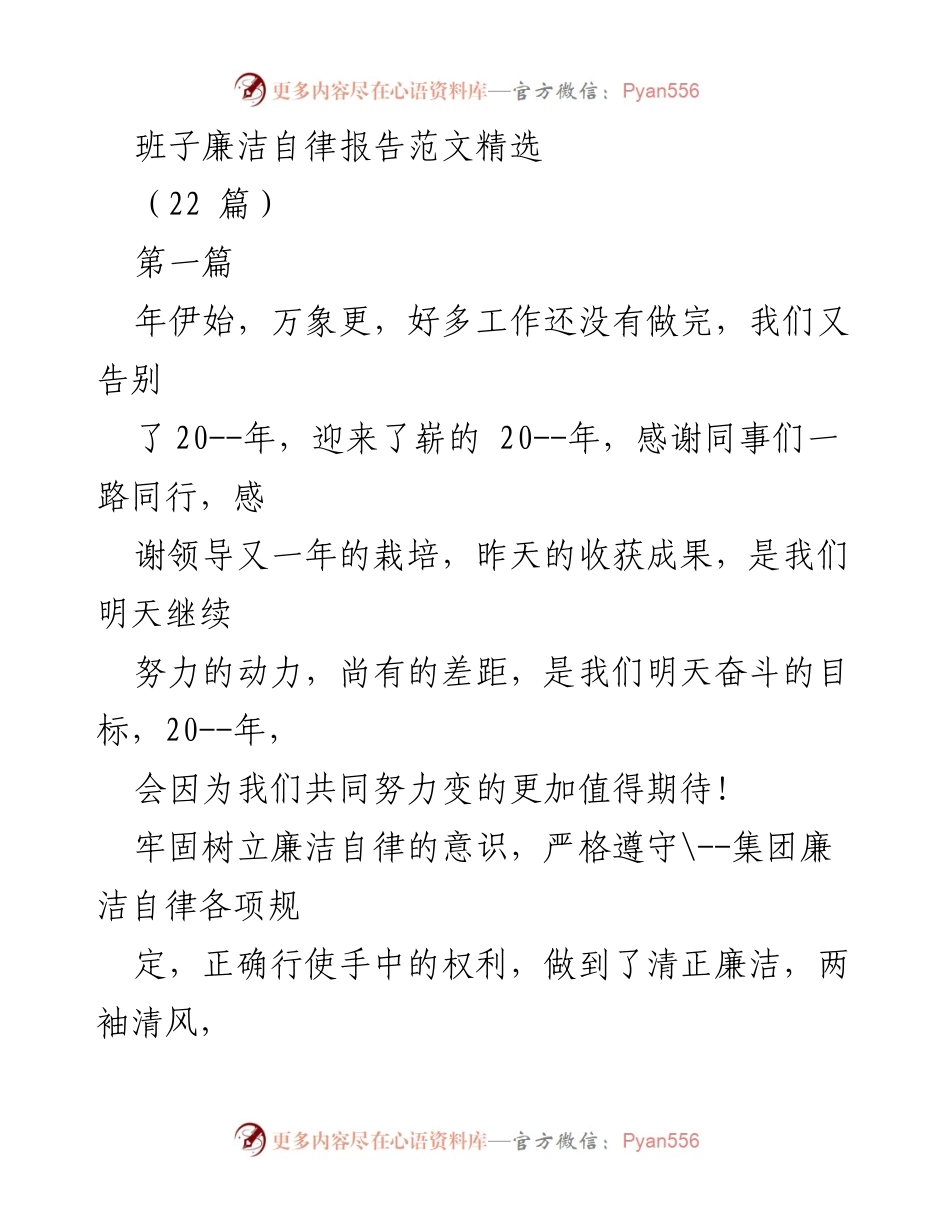 [发言] 年度总结会 - 班子廉洁自律的重要性与实践报告.docx_第1页