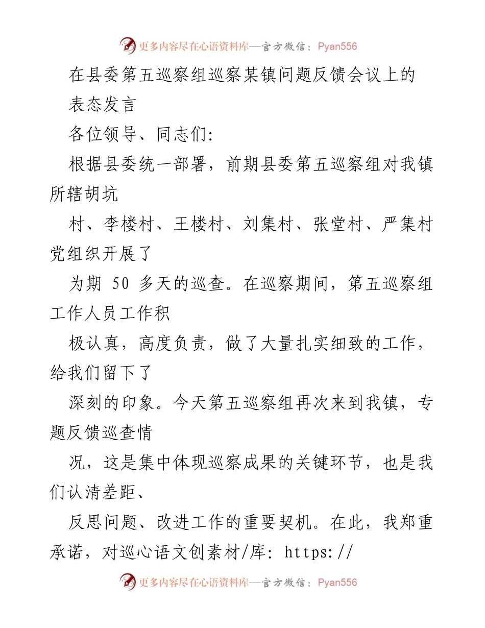 [发言] 巡察问题反馈会议 - 坚决整改巡察反馈意见，提升基层治理能力.docx_第1页