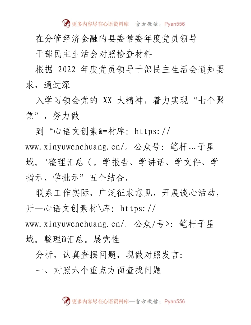 [发言] 年度党员领导干部民主生活会 - 深入查摆问题，提升政治意识与执行力.docx_第1页